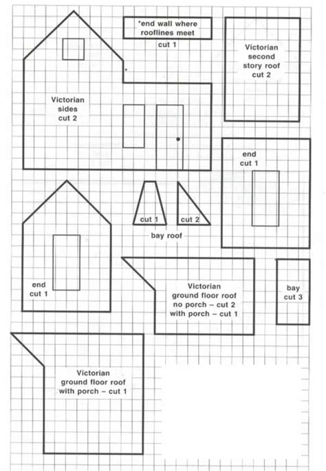 Blueprint Victorian Gingerbread House Template