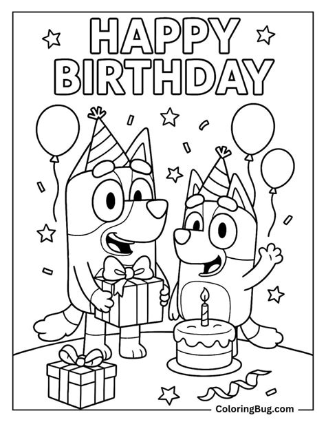 Bluey Birthday Coloring Page Printable
