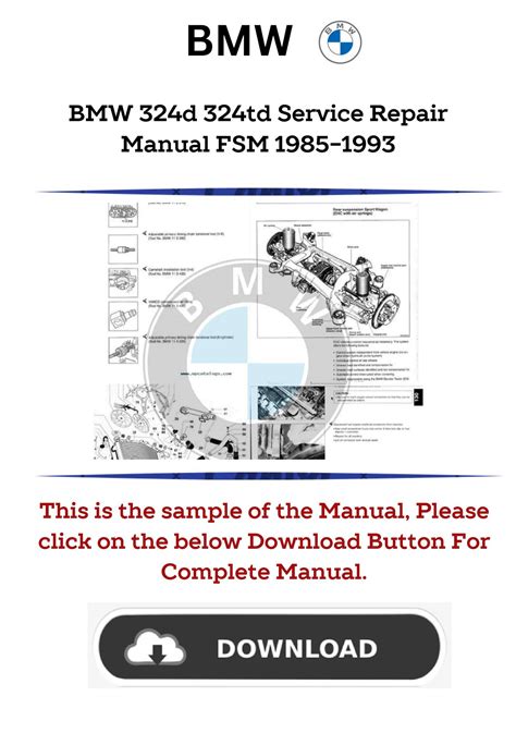 Bmw 324d 324td Service Manual Repair Manual Fsm 1985 1993