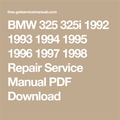 Bmw 325 325i 1992 1998 Repair Service Manual Pdf