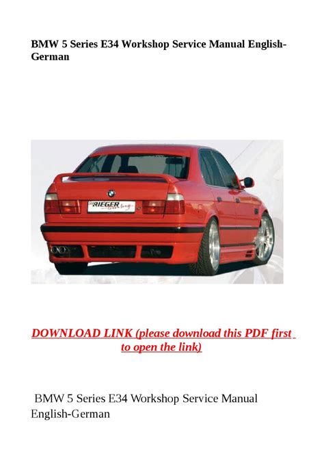 Bmw 5 Series E34 Workshop Service Manual Complete English German