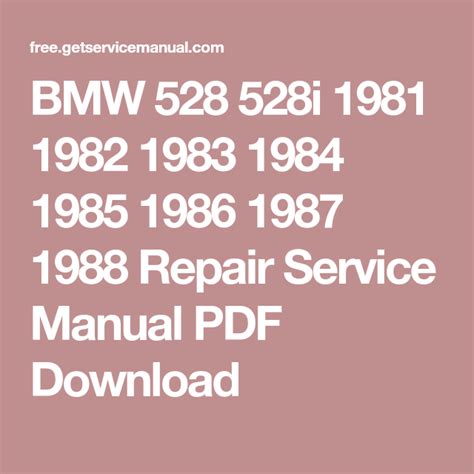 Bmw 528 528i 1981 1988 Repair Service Manual Pdf