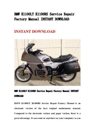 Bmw K1100 K1100lt K1100rs 1994 Repair Service Manual