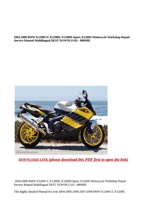 Bmw K1200 R S Gt 2006 2009 Workshop Manual Multilang