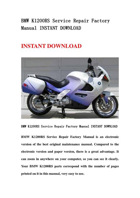 Bmw K1200rs 2000 Workshop Service Repair Manual