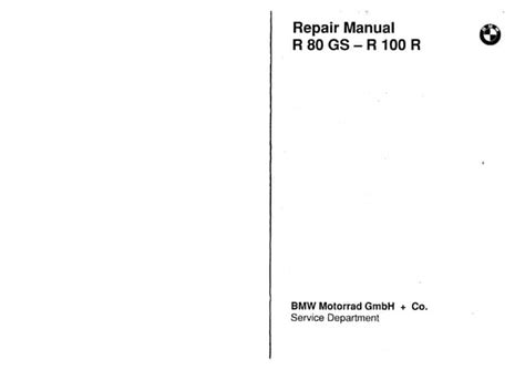 Bmw R 80 Gs R 100 R R80gs R100r Service Repair Workshop Manual Download