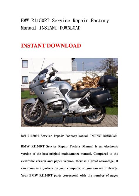 Bmw R1150rt Motorcycle Service Repair Workshop Manual Download R 1150 Rt