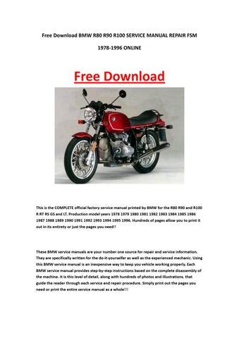 Bmw R80 R90 R100 1996 Repair Service Manual