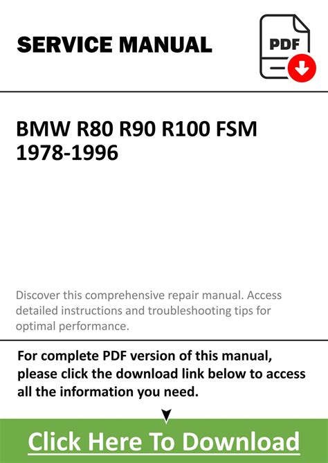 Bmw R80 R90 R100 Gs R 1978 1996 Repair Service Manual
