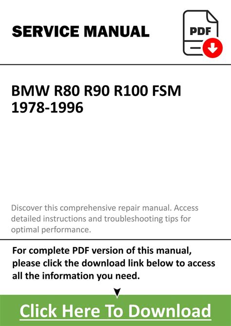 Bmw R80 R90 R100 Gs R 1978 1996 Repair Service Manual