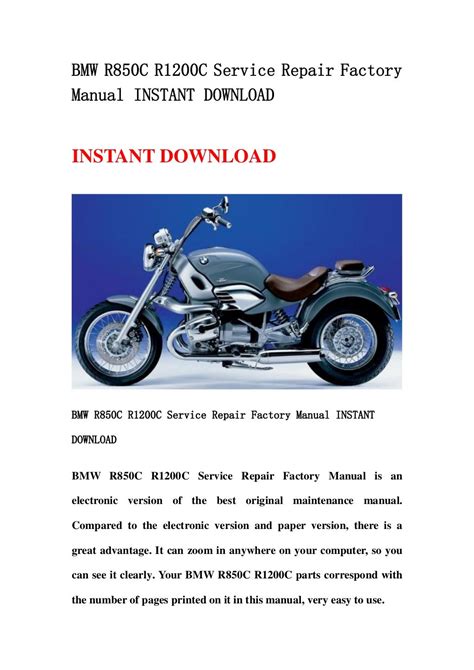 Bmw R850 C And R1200 C Motorcycle Workshop Manual Repair Manual Service Manual Download