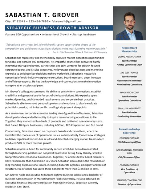 Board Biography Template