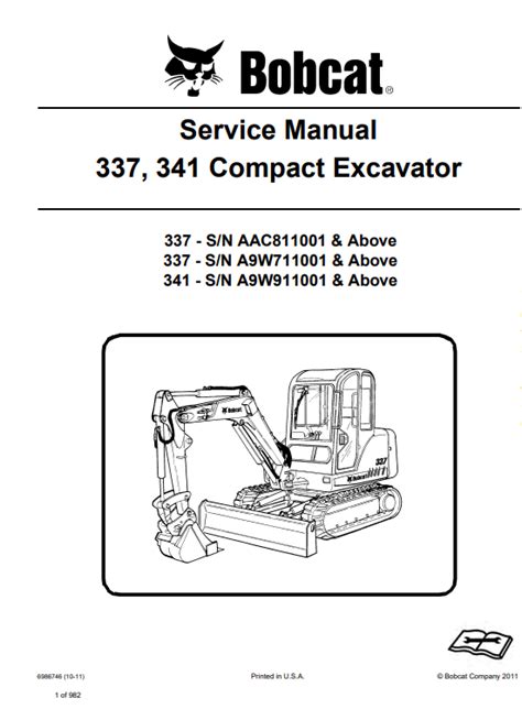 Bobcat 337 341 Repair Manual Mini Excavator 515411001 Improved