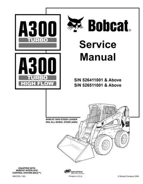 Bobcat All Wheel Steer Loader A300 Service Manual 526411001 526511001 Pdf