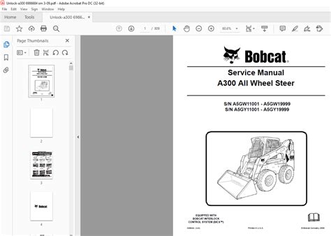 Bobcat All Wheel Steer Loader A300 Service Manual A5gw11001 A5gy11001 Pdf