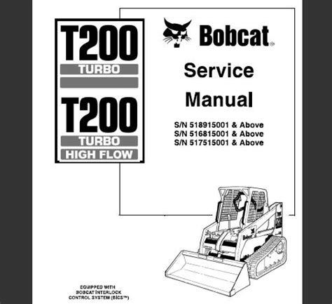 Bobcat Compact Track Loader T200 Service Manual 518915001 517515001 Pdf