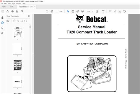 Bobcat Compact Track Loader T320 Service Manual A7mp11001 A7mp59999 Pdf