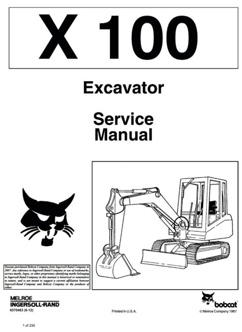 Bobcat Mini 100 X100 Excavator Service Repair Manual Pdf