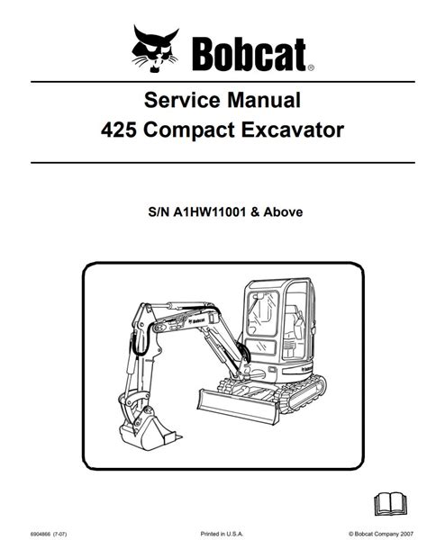 Bobcat Mini 425 Excavator Service Manual A1hw11001 Above