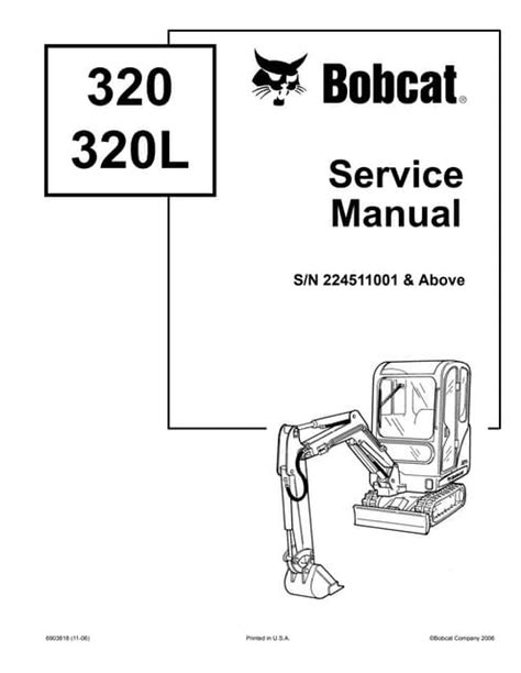 Bobcat Mini Excavator 320 320l Service Manual 224511001 Above Pdf