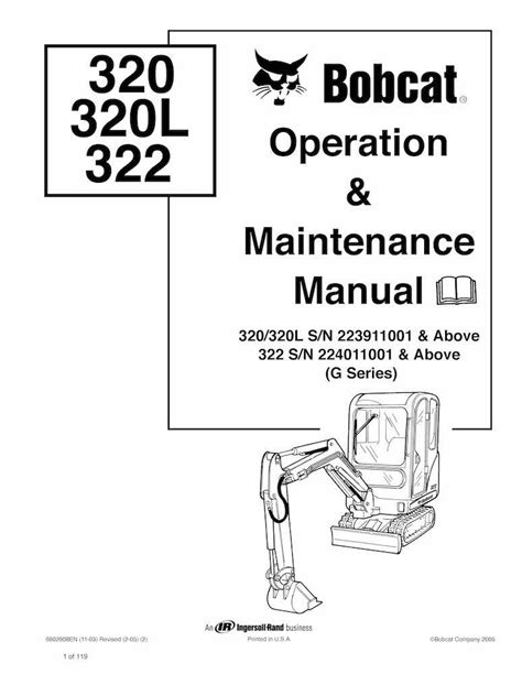 Bobcat Mini Excavator 320 322 Service Manual 223911001 224011001 Pdf