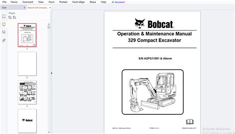 Bobcat Mini Excavator 329 Service Manual A2pg11001 Above Pdf