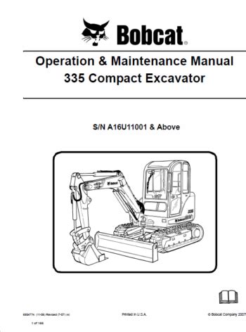 Bobcat Mini Excavator 335 Service Manual Aad111001 A9ka11001 Pdf