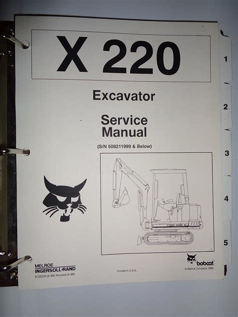 Bobcat X220 X 220 Excavator Service Repair Workshop Manual Download S N 508211999 Below