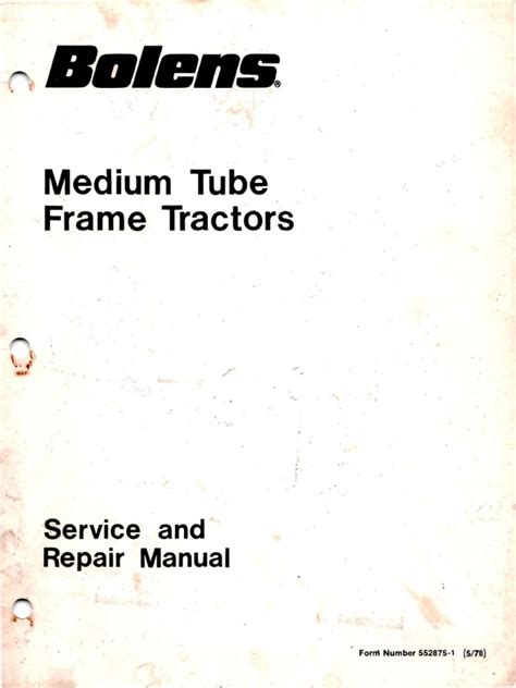 Bolens Medium Tube Frame Tractors Workshop Service Repair Manual Download