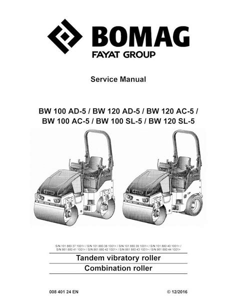 Bomag Bw100 Bw120 Bw125 Tandem Vibratory Roller Service Repair Manual 2010 2014