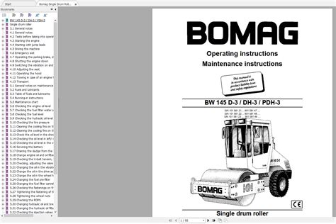 Bomag Single Drum Roller Bw 145 Dh 3 Bw 145 Pdh 3 Service Repair Manual Download