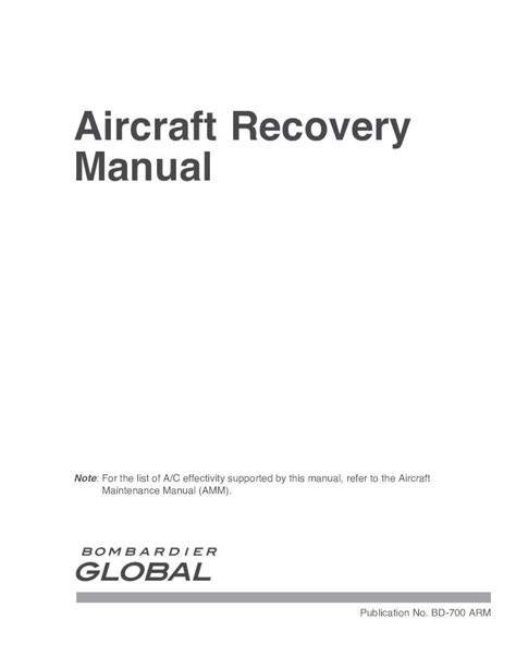 Bombardier Aircraft Recovery Manual