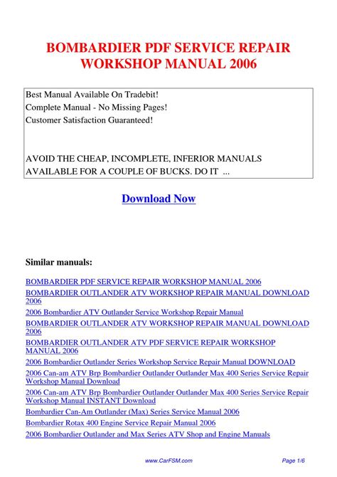 Bombardier Service Repair Workshop Manual 2006