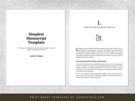 Book Manuscript Template Word