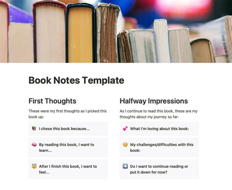 Book Notes Template