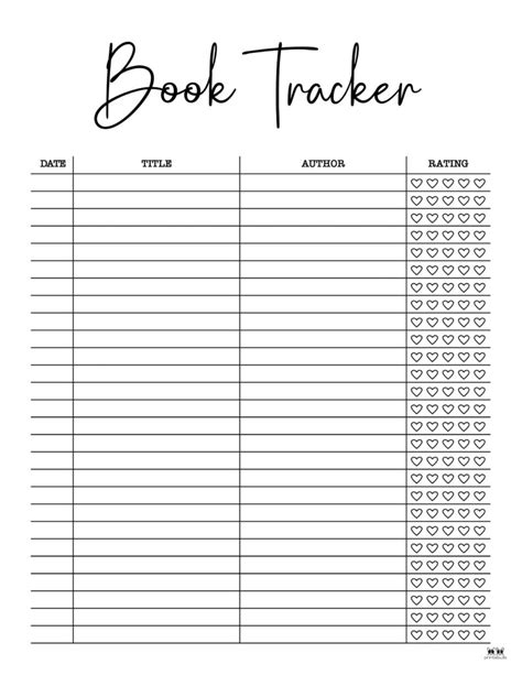 Book Reading Tracker Printable