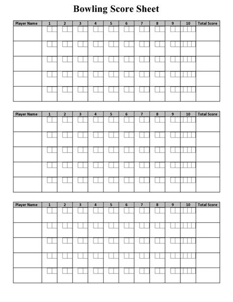 Bowling Score Sheet Template