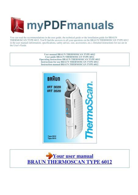 Braun Thermoscan Type 6012 User Manual