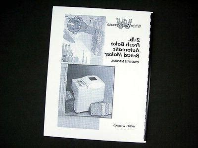 Bread Machine White Westinghouse Manual