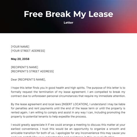 Break Lease Template