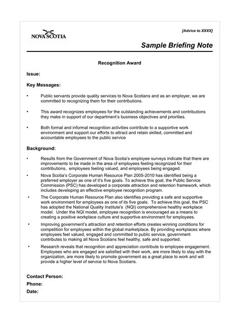 Briefing Paper Template