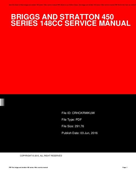 Briggs And Stratton 450 Series Instruction Manual