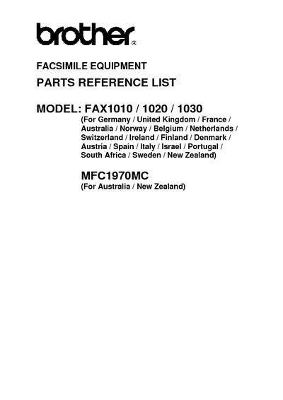 Brother Fax 1010 1020 1030 Mfc 1970mc Parts Manual