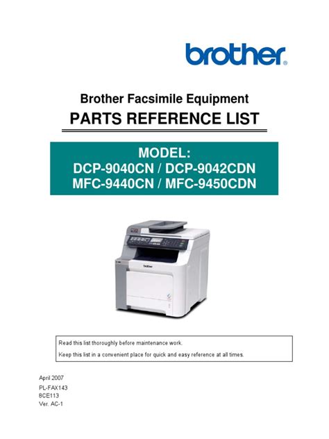 Brother Mfc 9450cdn Mfc 9440cn Dcp 9042cdn Dcp 9040cn Service Manual