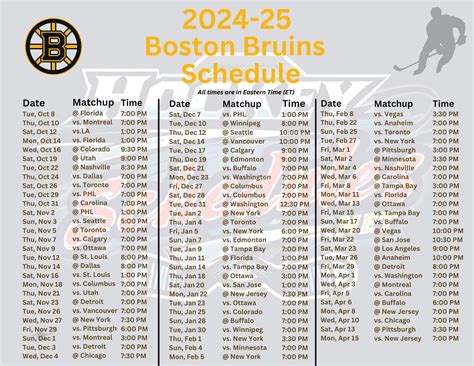 Bruins Schedule Printable