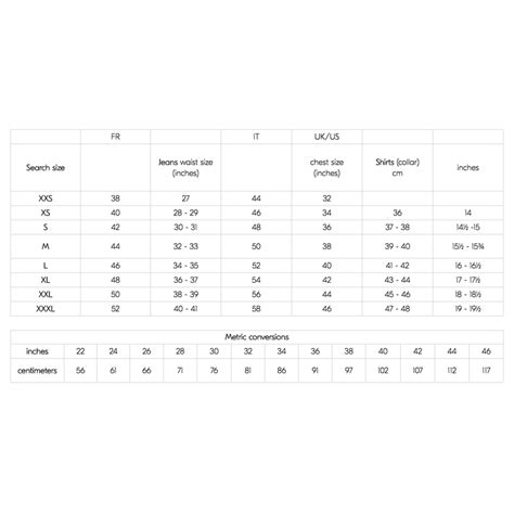 Brunello Cucinelli Size Chart