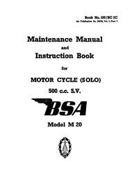 Bsa M20 Models Motorcycle Maintenance Manual Service Manual Download