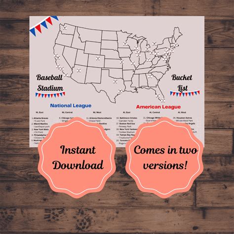 Bucket List Free Printable Map Of Mlb Stadiums