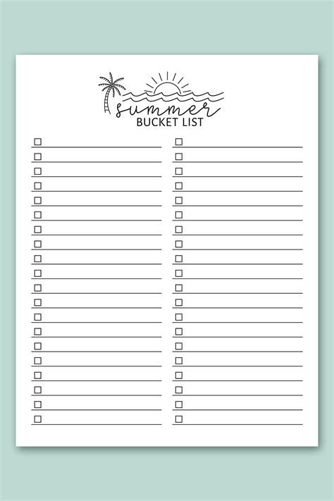 Bucket List Printable Template