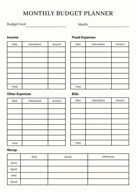 Budget Planner Template Free Printable